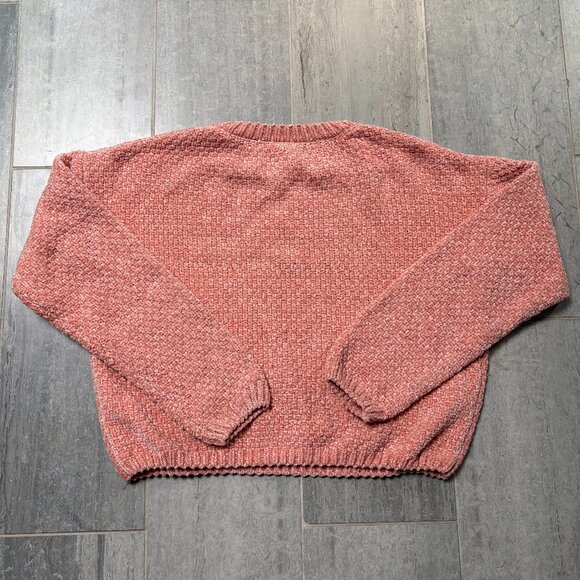 Sadie & Sage Cropped Chenille Knit Sweater Pink Size Medium - Picture 4 of 8